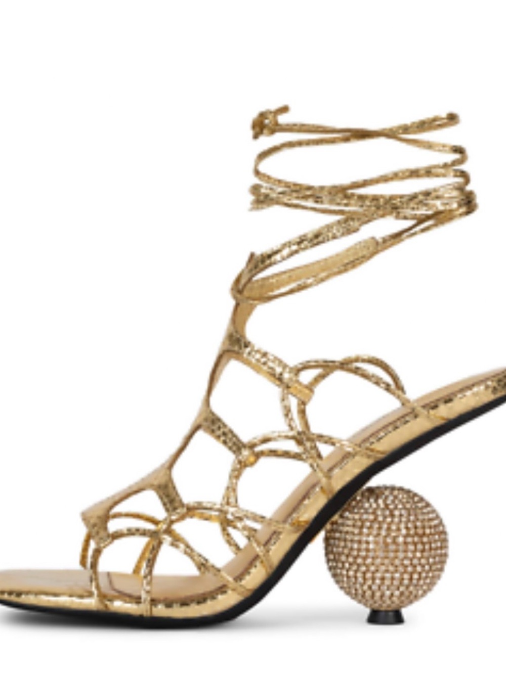 JEFFREY CAMPBELL Gold “LE- FREAK sandal. New in box.